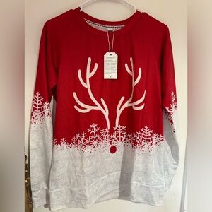 #317 Christmas Antler Long Sleeve Red & White size M NWT